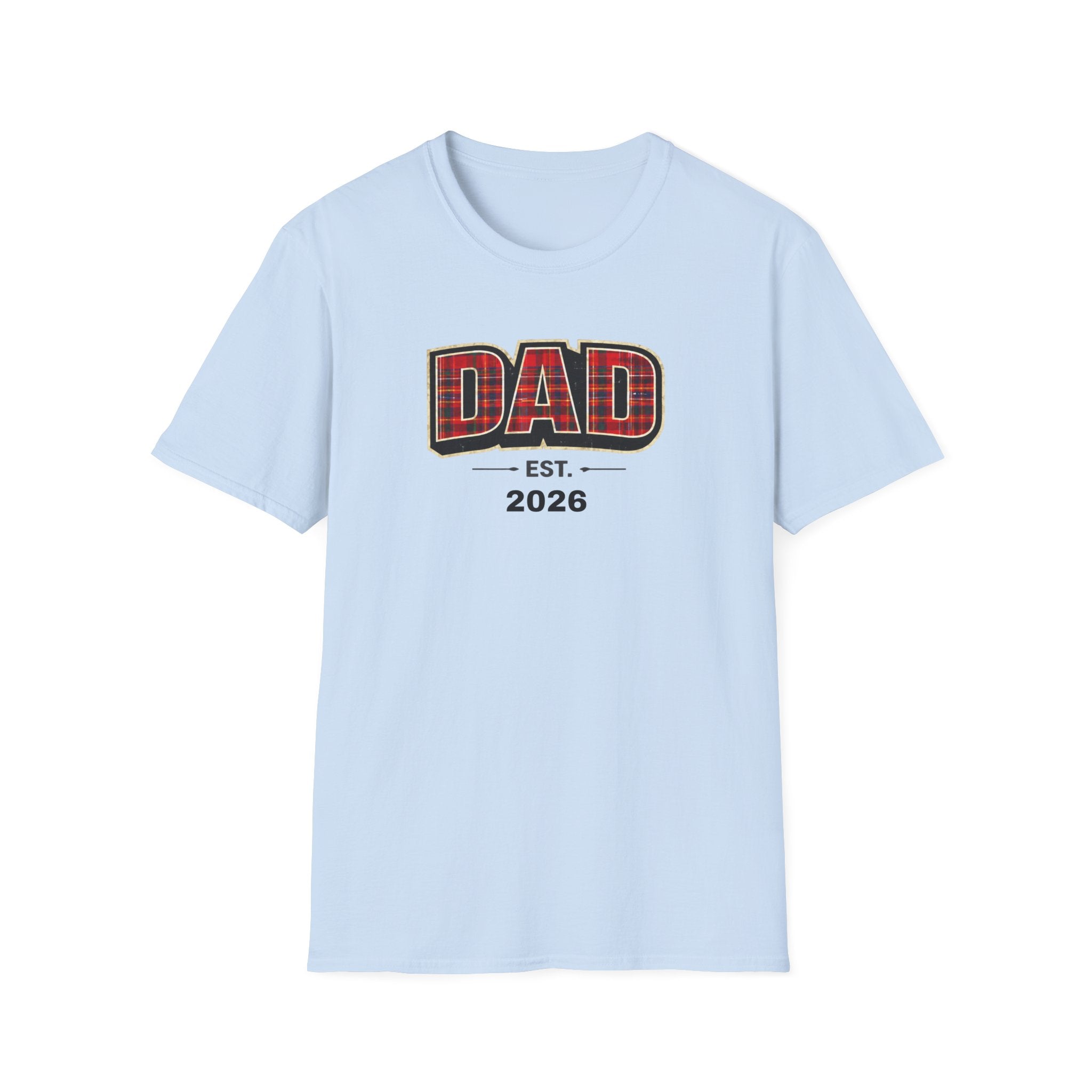 Dad Plaid Design T-Shirt — DAD Est. 2026 New Dad Gift