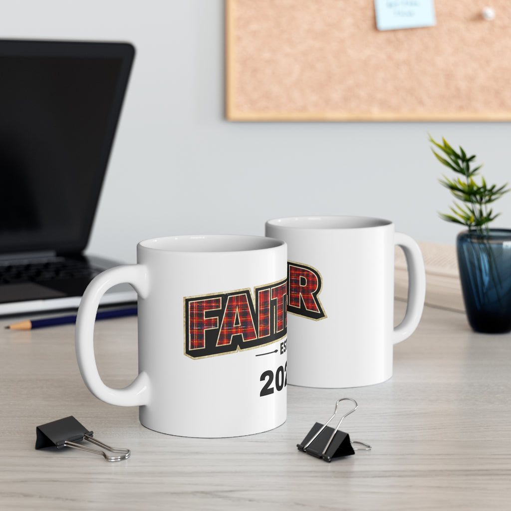 FAITHER Est. 2026 Personalised Plaid Mug