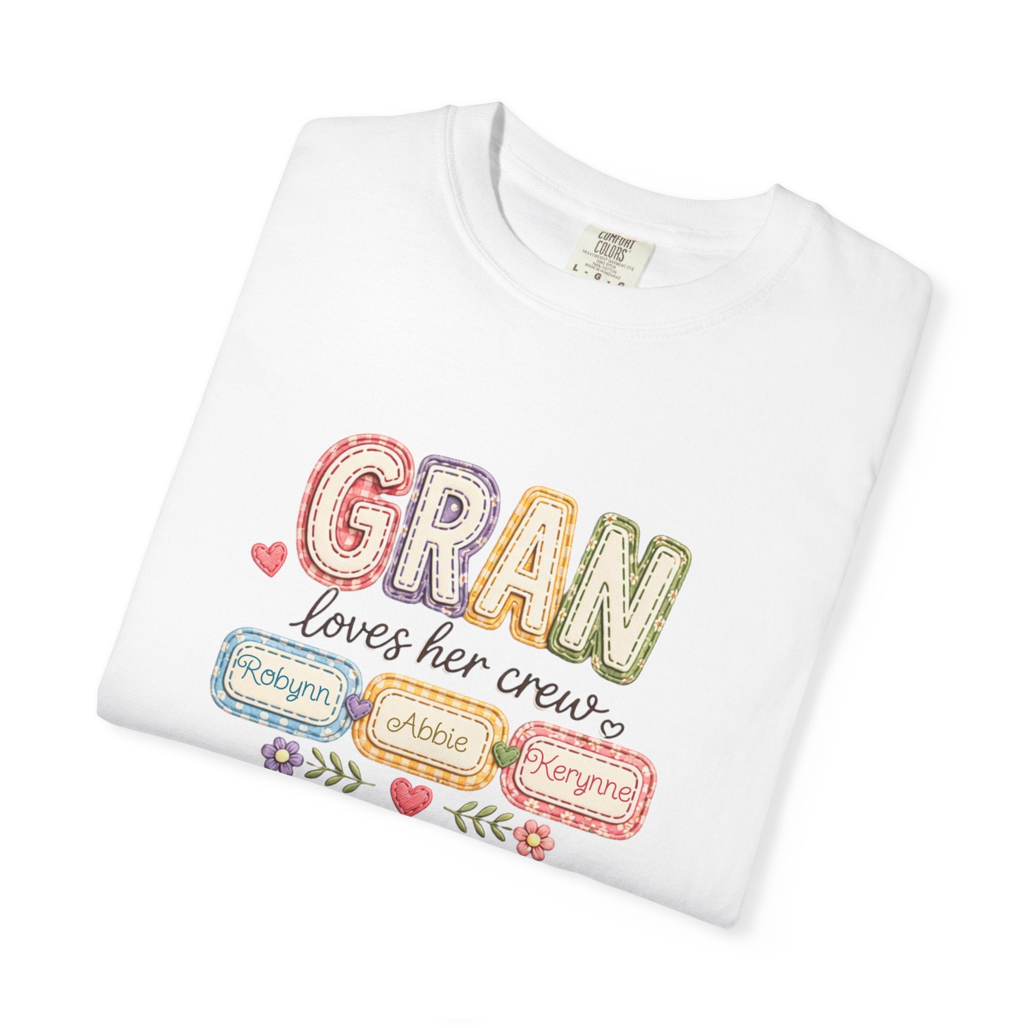 Gran Loves Her Crew T-Shirt — Personalized Grandma Family Names Tee