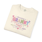 Becoming a Granny T-Shirt – Cute Grandma Shirt with "Becoming a Granny means my heart grows bigger with every little giggle" Design