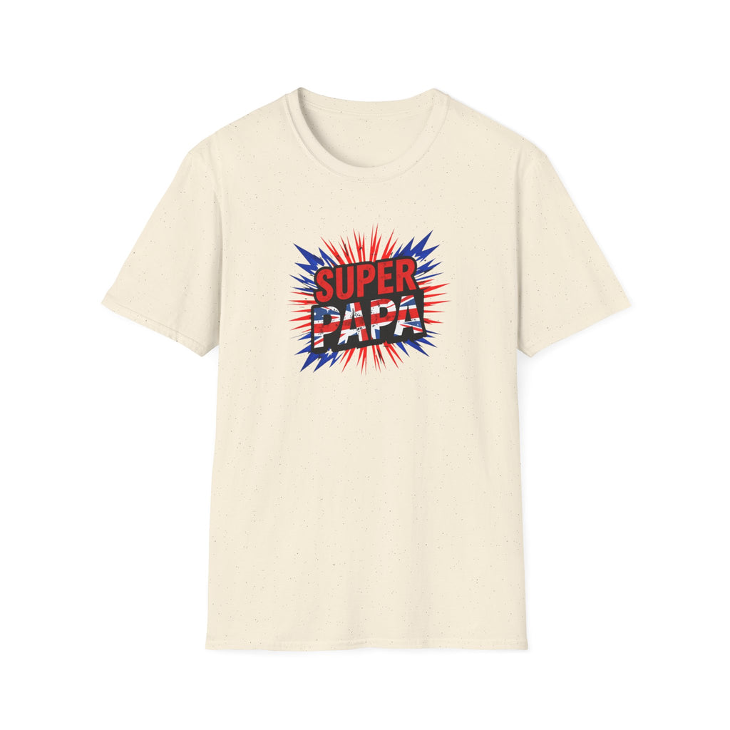 T-Shirt — "Super Papa" Union Jack/England themed Retro Comic Dad Shirt (Father's Day Gift)