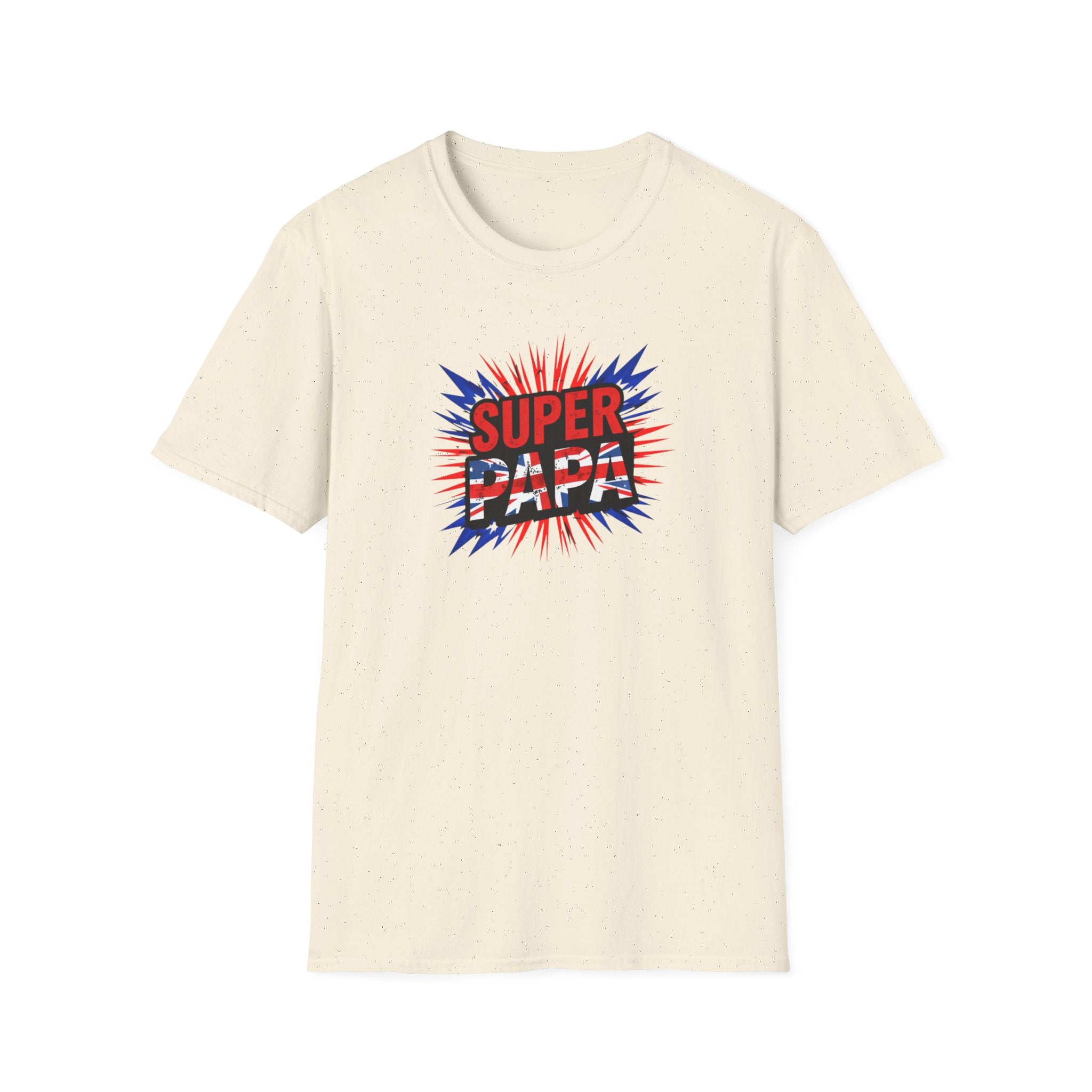 T-Shirt — "Super Papa" Union Jack/England themed Retro Comic Dad Shirt (Father's Day Gift)