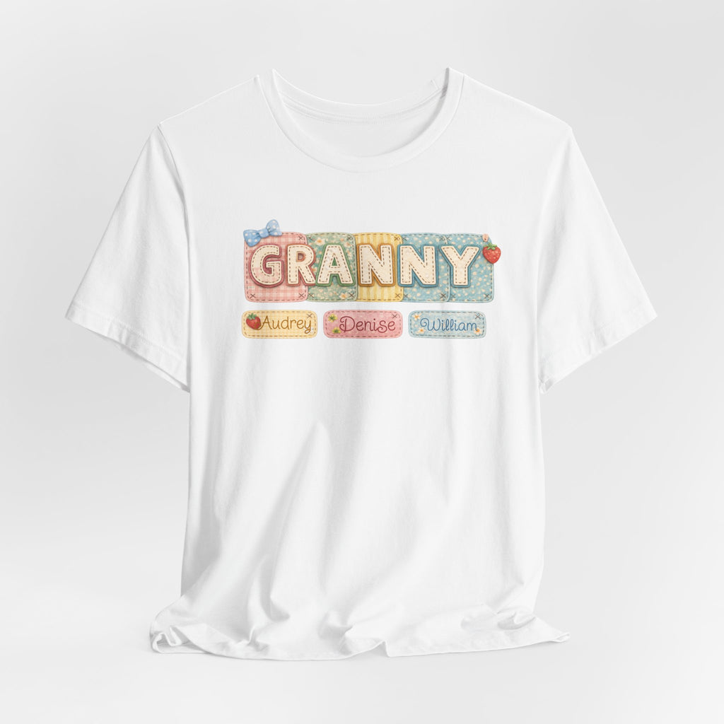 Granny Retro Nameplate T‑Shirt — Personalized Grandma Tee