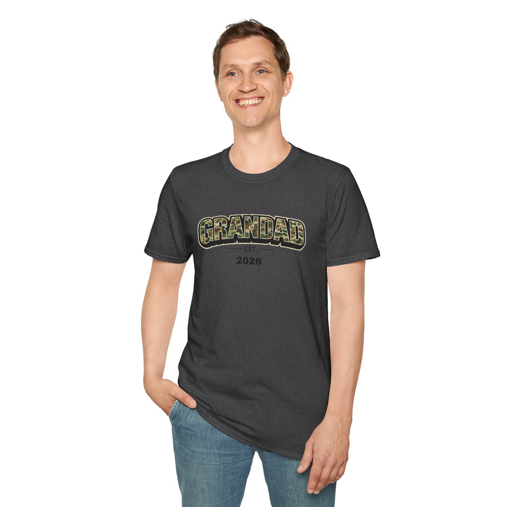 Granddad Est. 2026 T-Shirt — Camo Lettering Fathers Day Gift