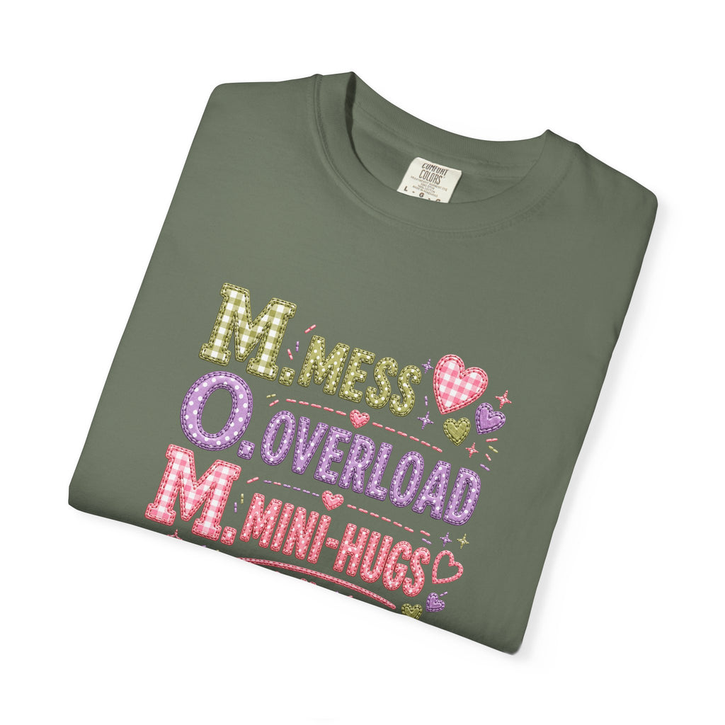 Mom Acronym Graphic T-Shirt — “M.O.M. Mess Overload Mini-Hugs” Cute Pastel Mothers Day Tee