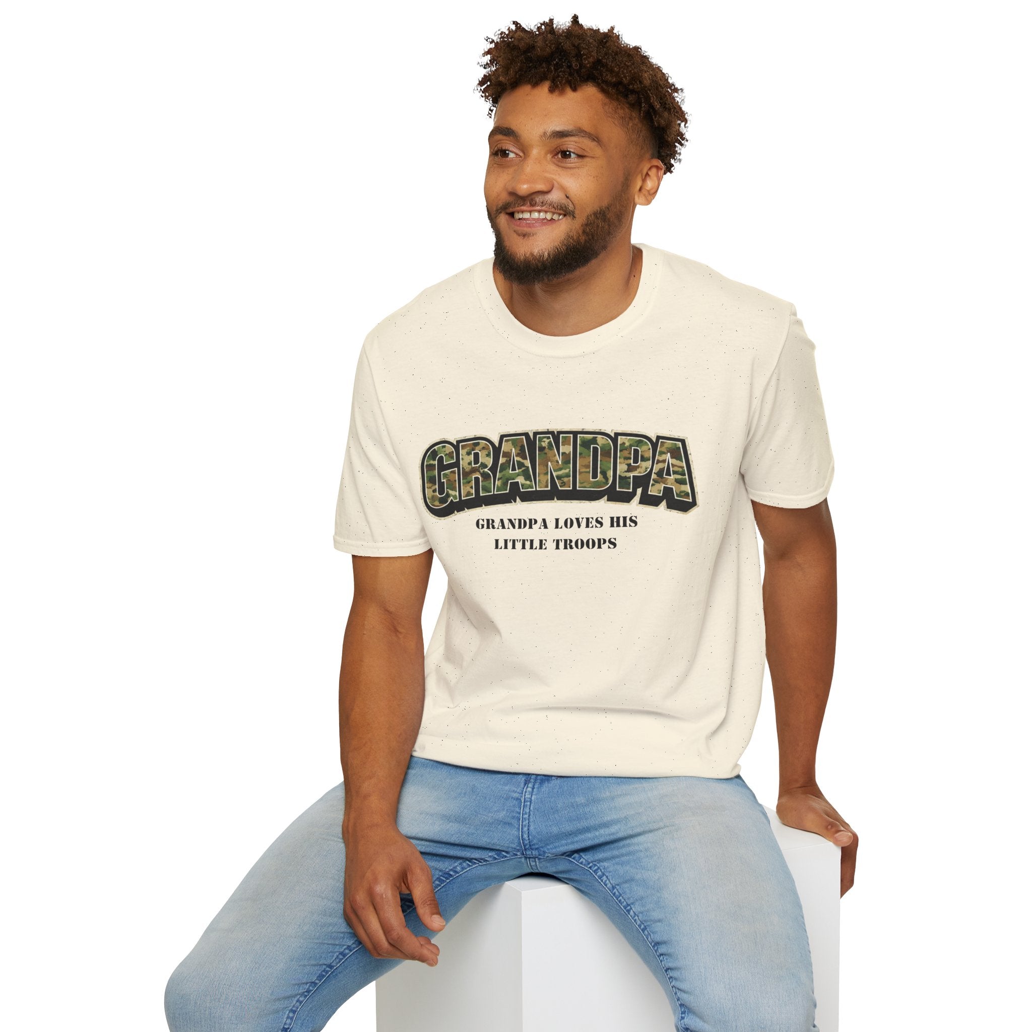 Grandpa Camo T-Shirt — "Grandpa Loves His Little Troops" Military Dad Gift