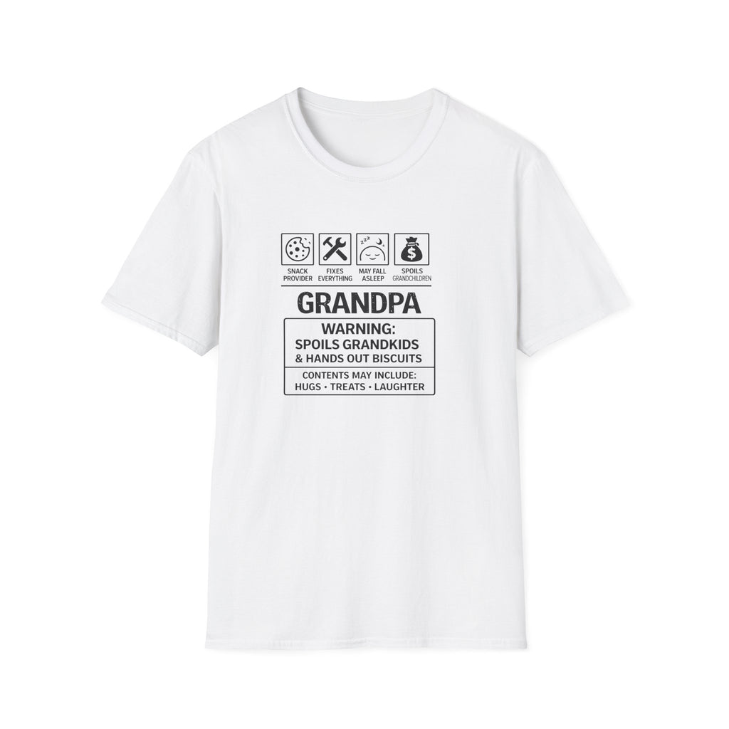 Grandpa Warning T-Shirt – ‘Spoils Grandkids & Hands Out Biscuits’ Funny Grandpa Tee