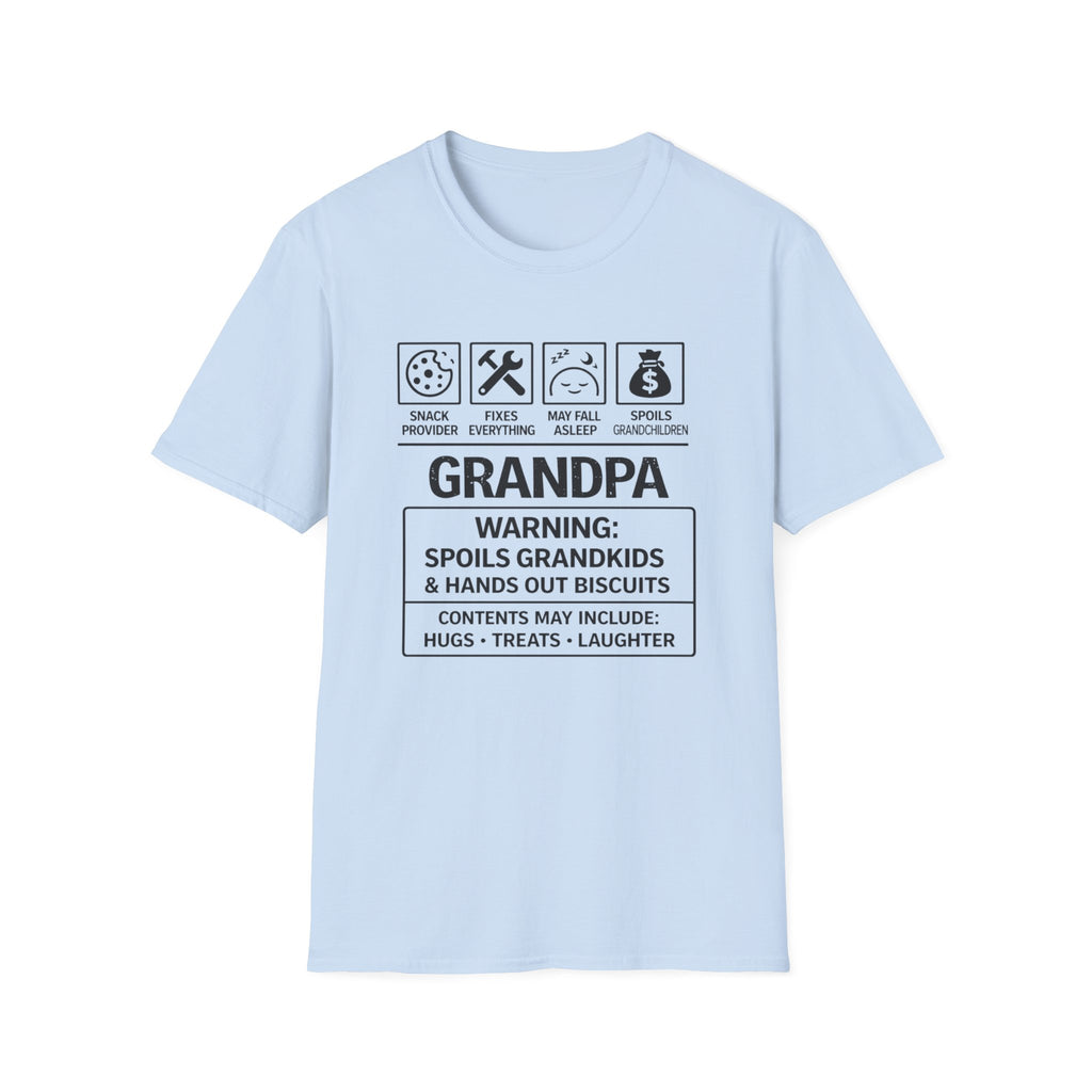 Grandpa Warning T-Shirt — "Spoils Grandkids & Hands Out Biscuits" Funny Grandpa Gift