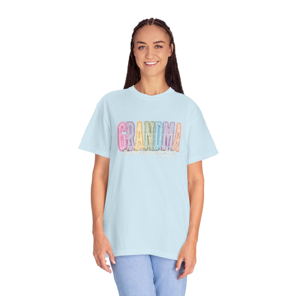 Grandma Floral Graphic T-Shirt — "Grandma, the heart of our family" Gift Tee