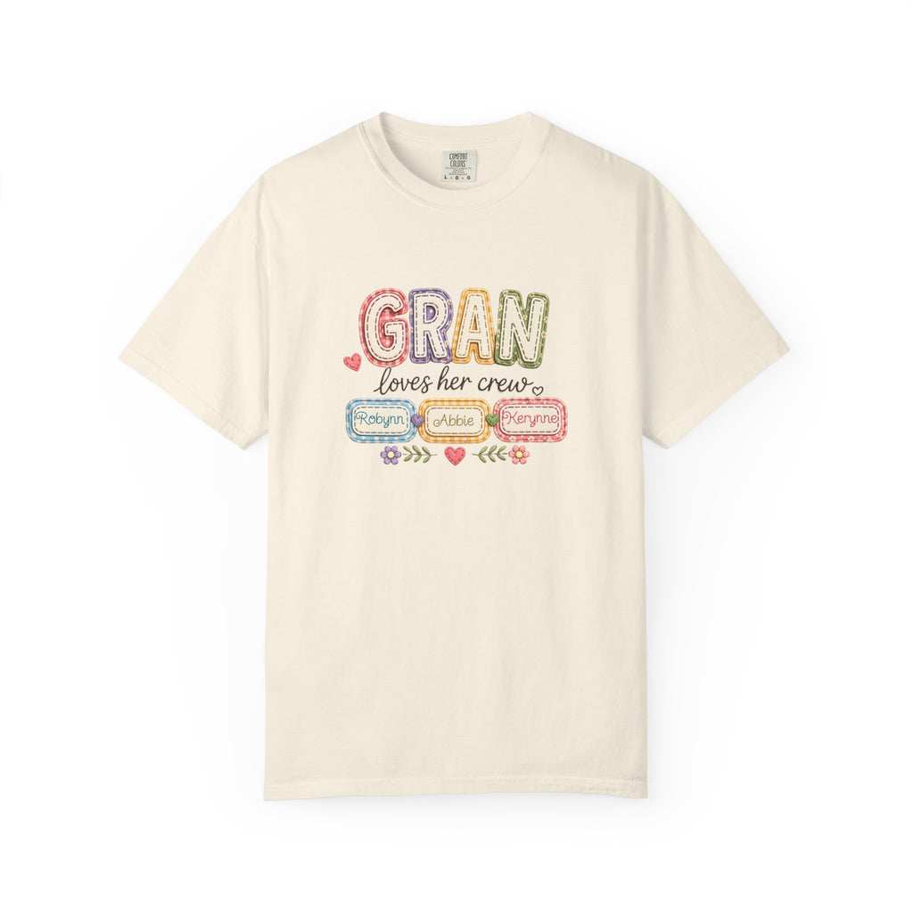 Gran Loves Her Crew T-Shirt — Personalized Grandma Family Names Tee
