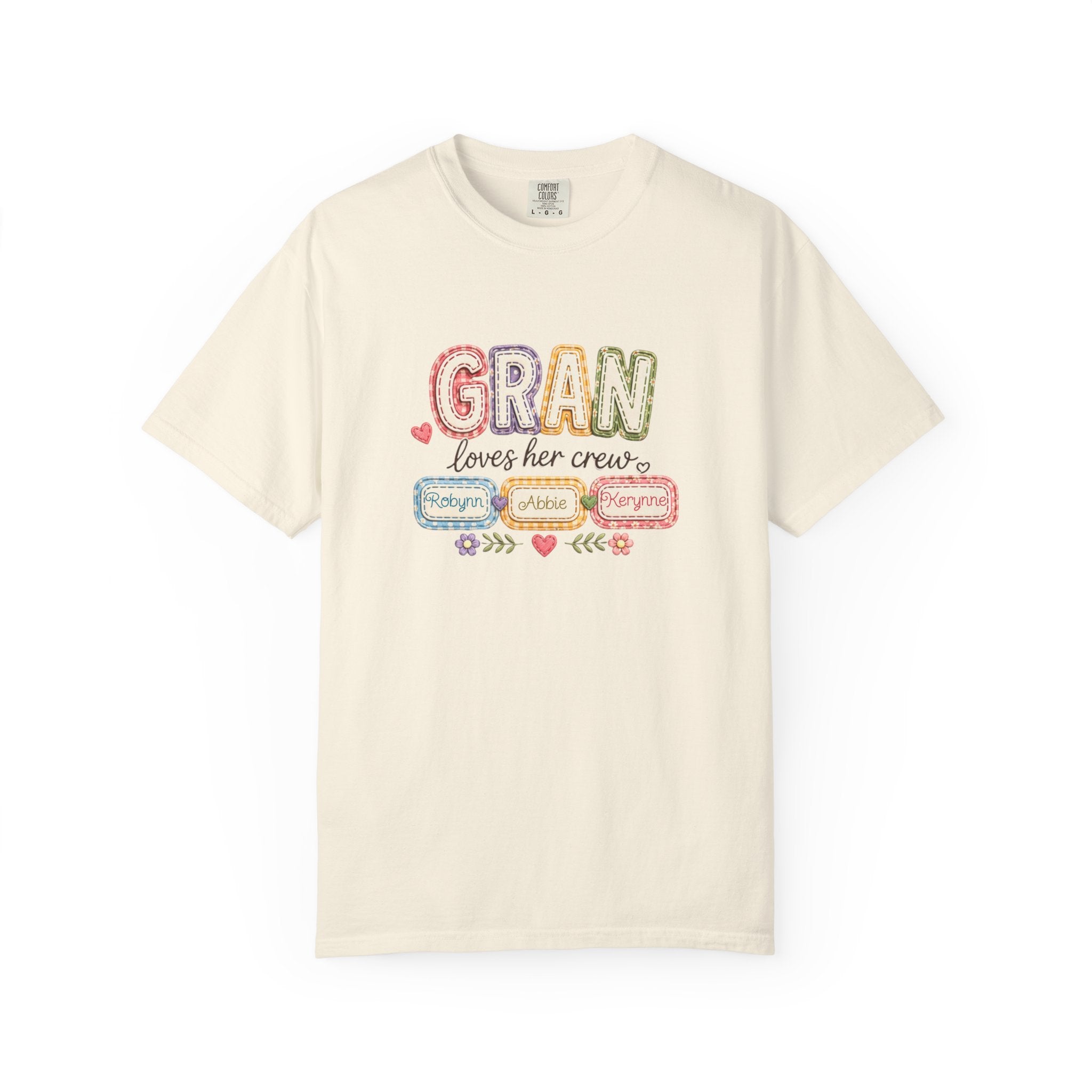 Gran Loves Her Crew T-Shirt — Personalized Grandma Family Names Tee