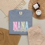 NANA Pastel Patchwork T-Shirt — "The Heart of Our Family" Gift