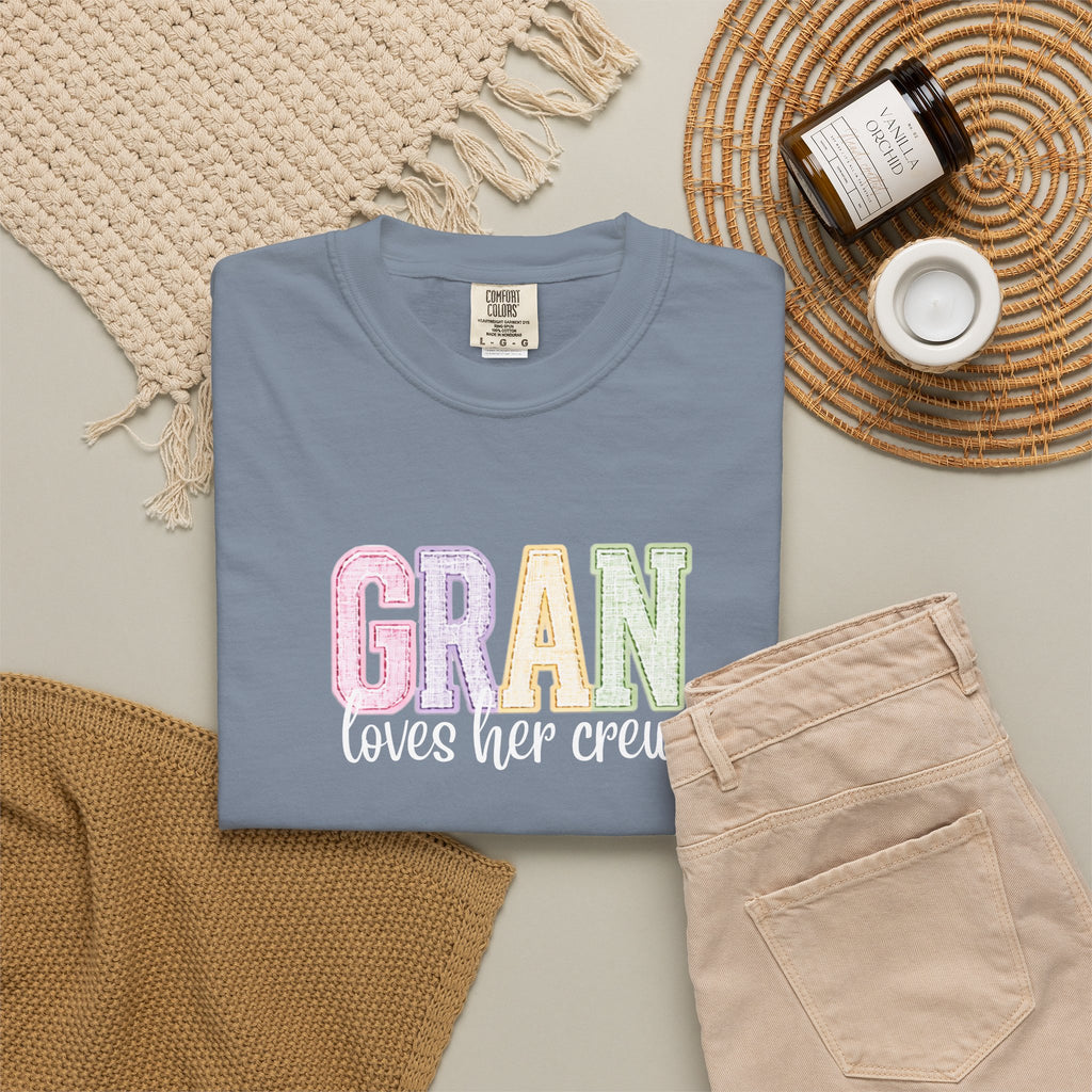 Gran Loves Her Crew T-Shirt — Pastel Grandma Shirt for Mother's Day & Family Gifts