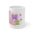 Mug - 'Mum Power' Colorful Patchwork Hearts Coffee Cup