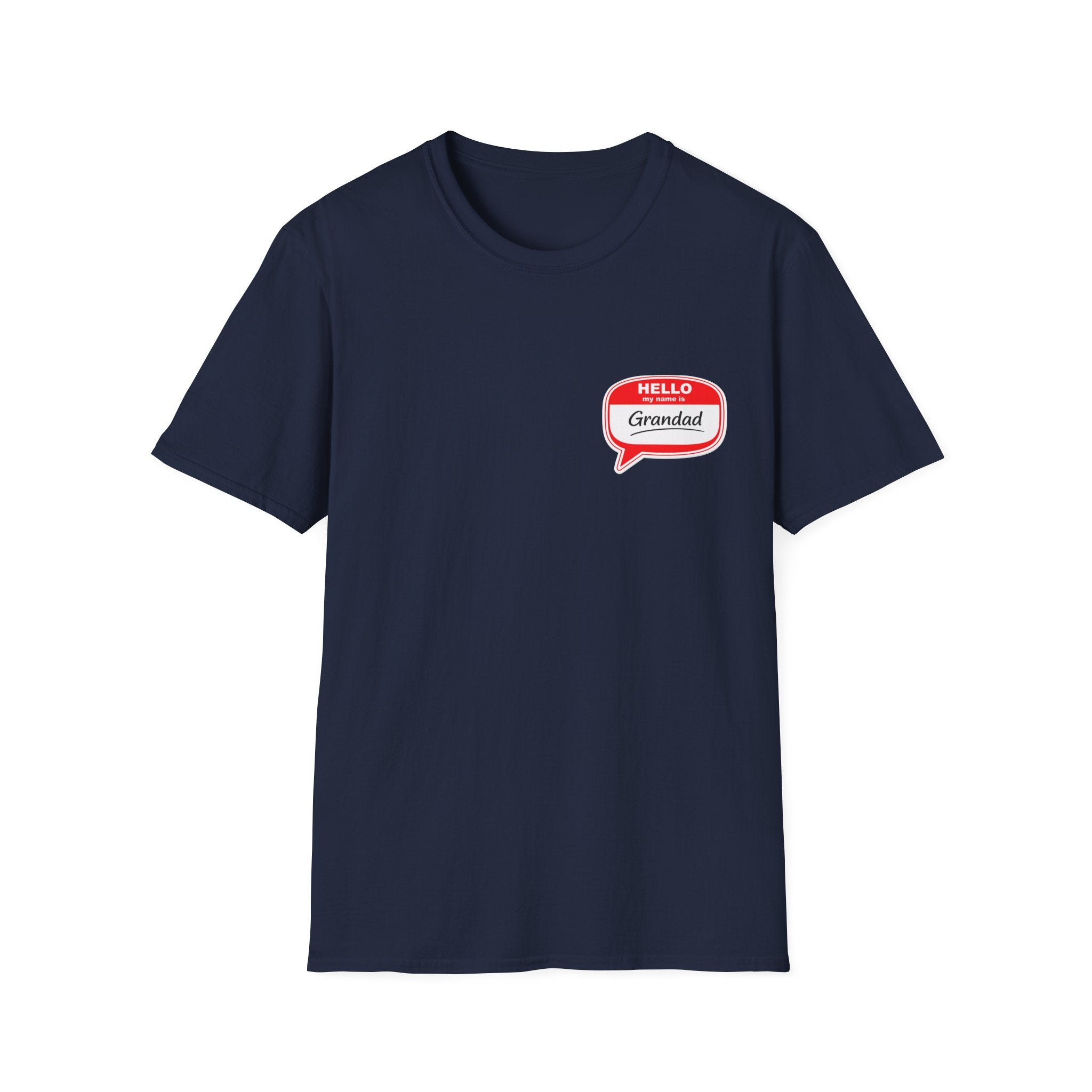 Grandad Name Badge T-Shirt — "Hello, Grandad!" Chest Logo