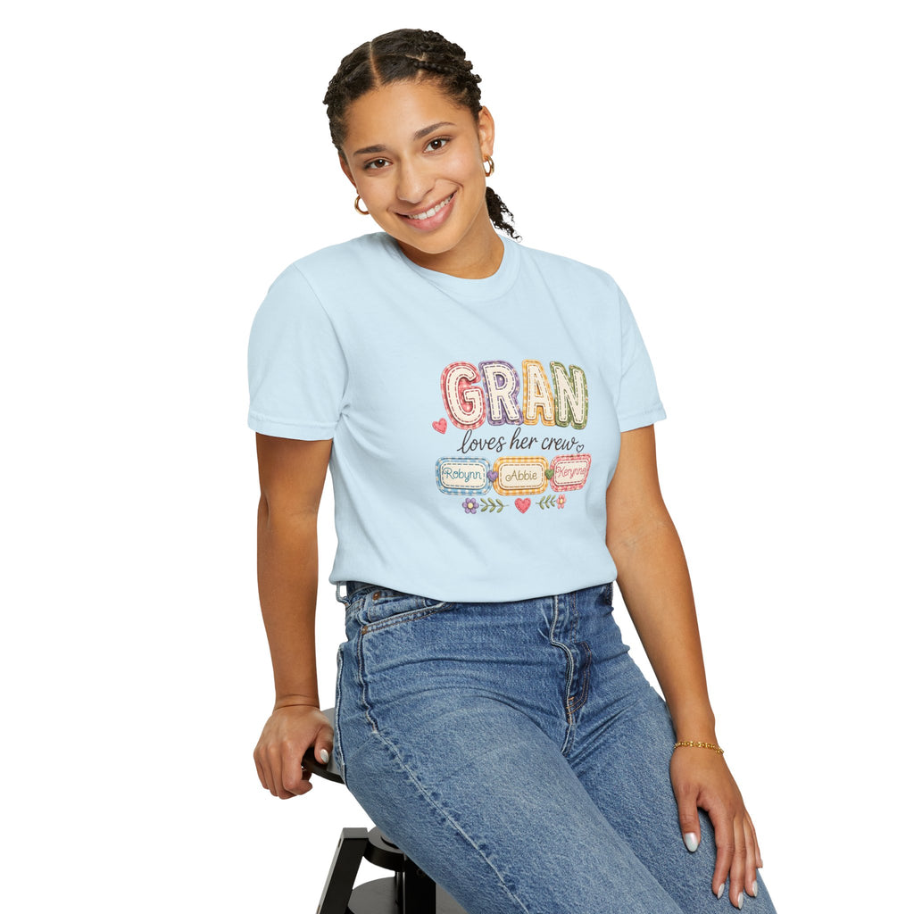 Gran Loves Her Crew T-Shirt — Personalized Grandma Family Names Tee