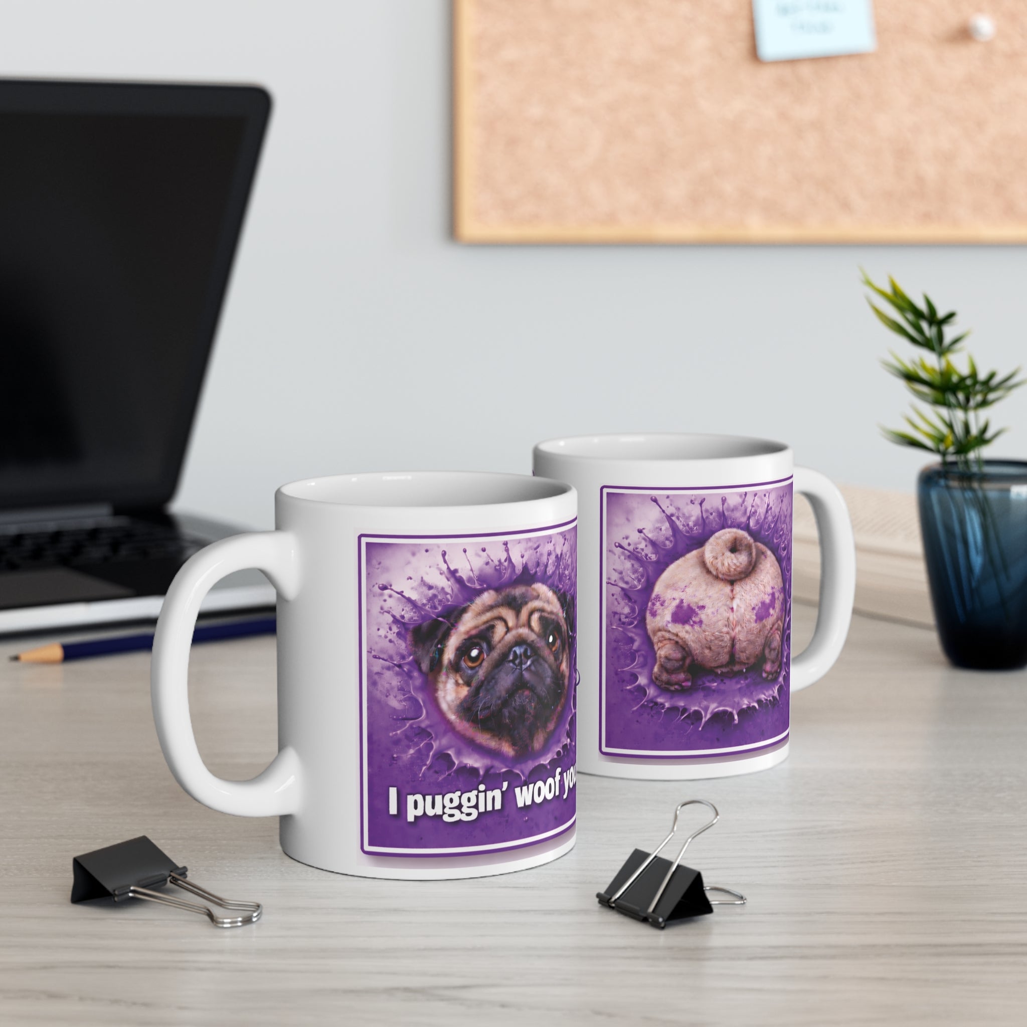 Mug — 'I Puggin' Woof You!' Personalized Pug Coffee Mug (Name: Sandra)