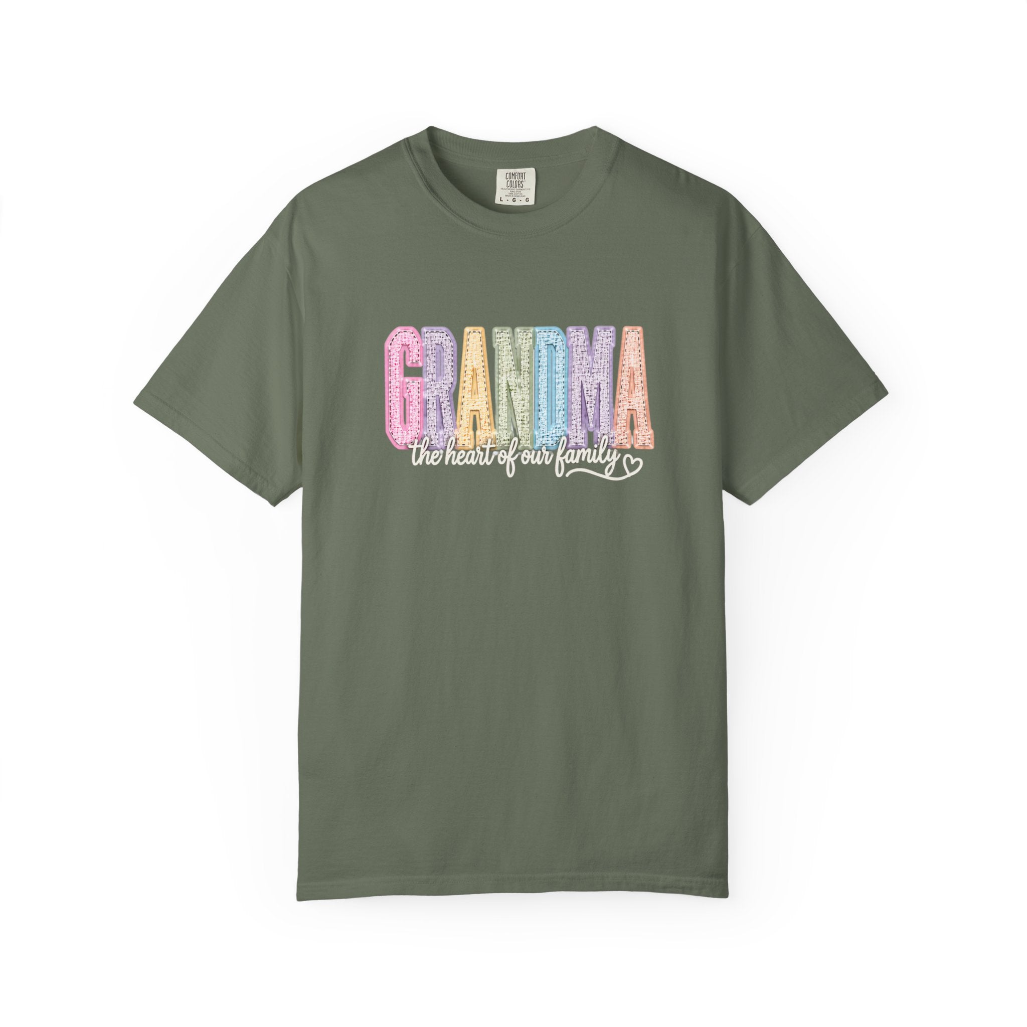 Grandma Floral Graphic T-Shirt — "Grandma, the heart of our family" Gift Tee