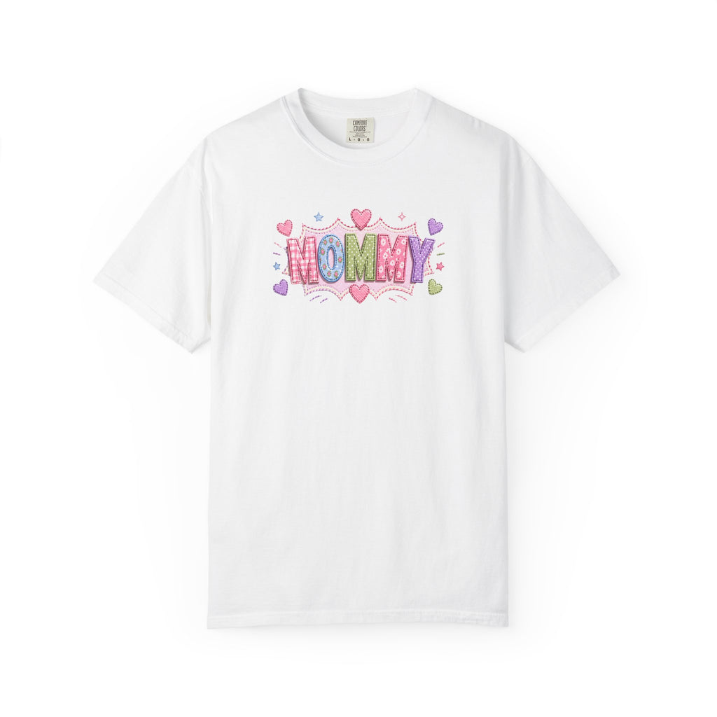 Mommy Hearts T‑Shirt — Cute Pastel 'MOMMY' Graphic Tee for Mother's Day & New Moms