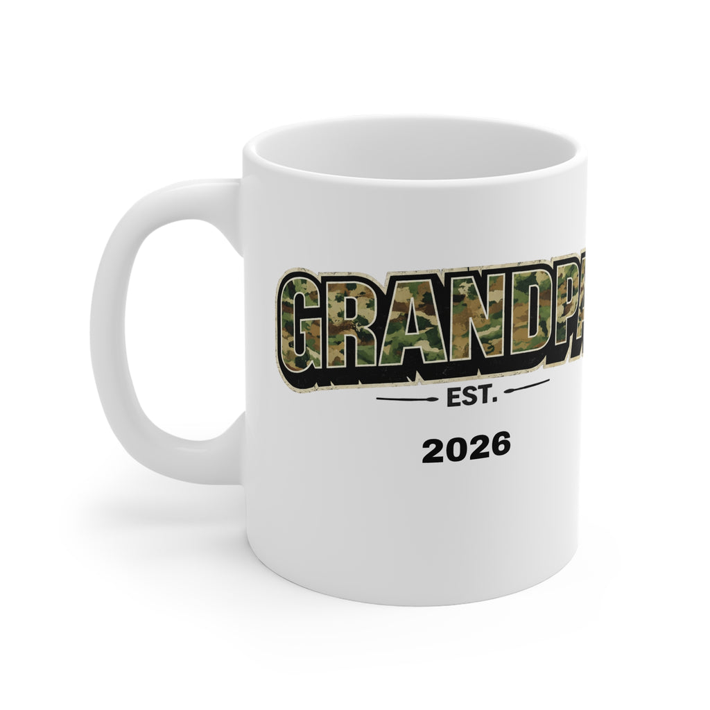 Grandpa Est. 2026 Camo Coffee Mug — New Grandfather Gift