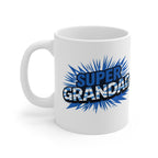 Super Grandad Scotland Flag/Scottish themed Mug — Blue Comic Burst Coffee Cup for Grandpa, Father's Day Gift
