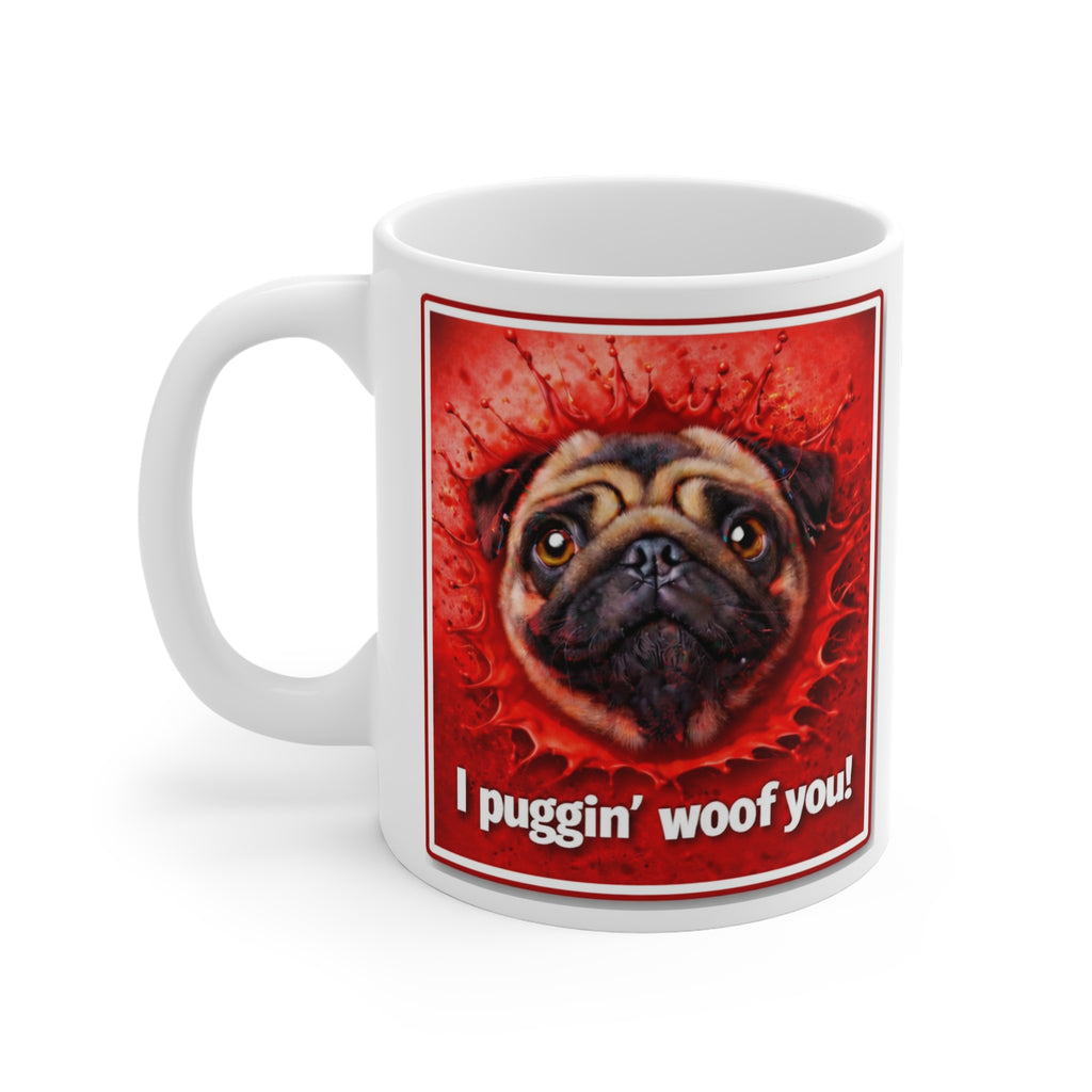 Personalized 'I Puggin' Woof You!' Mug — Custom Name Pug Coffee Cup