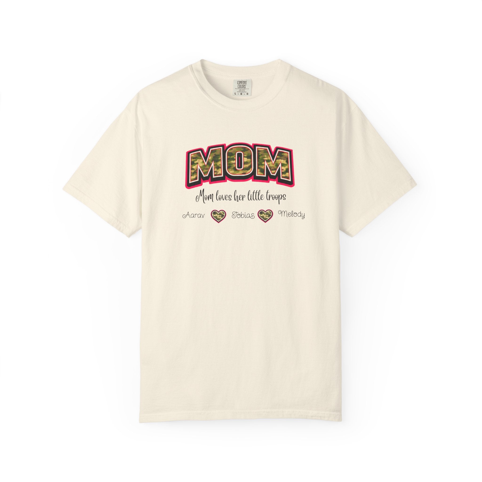 Mom Camo Graphic T-Shirt — "MOM Most Loved Her Little People" Floral Heart Tee