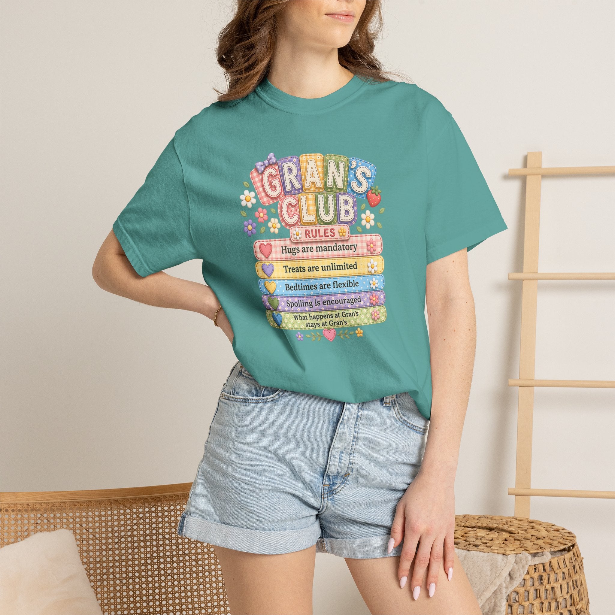 Grans Club Rules T-Shirt — Cute Floral Grandma Shirt, Funny Grandmother Gift for Mother's Day
