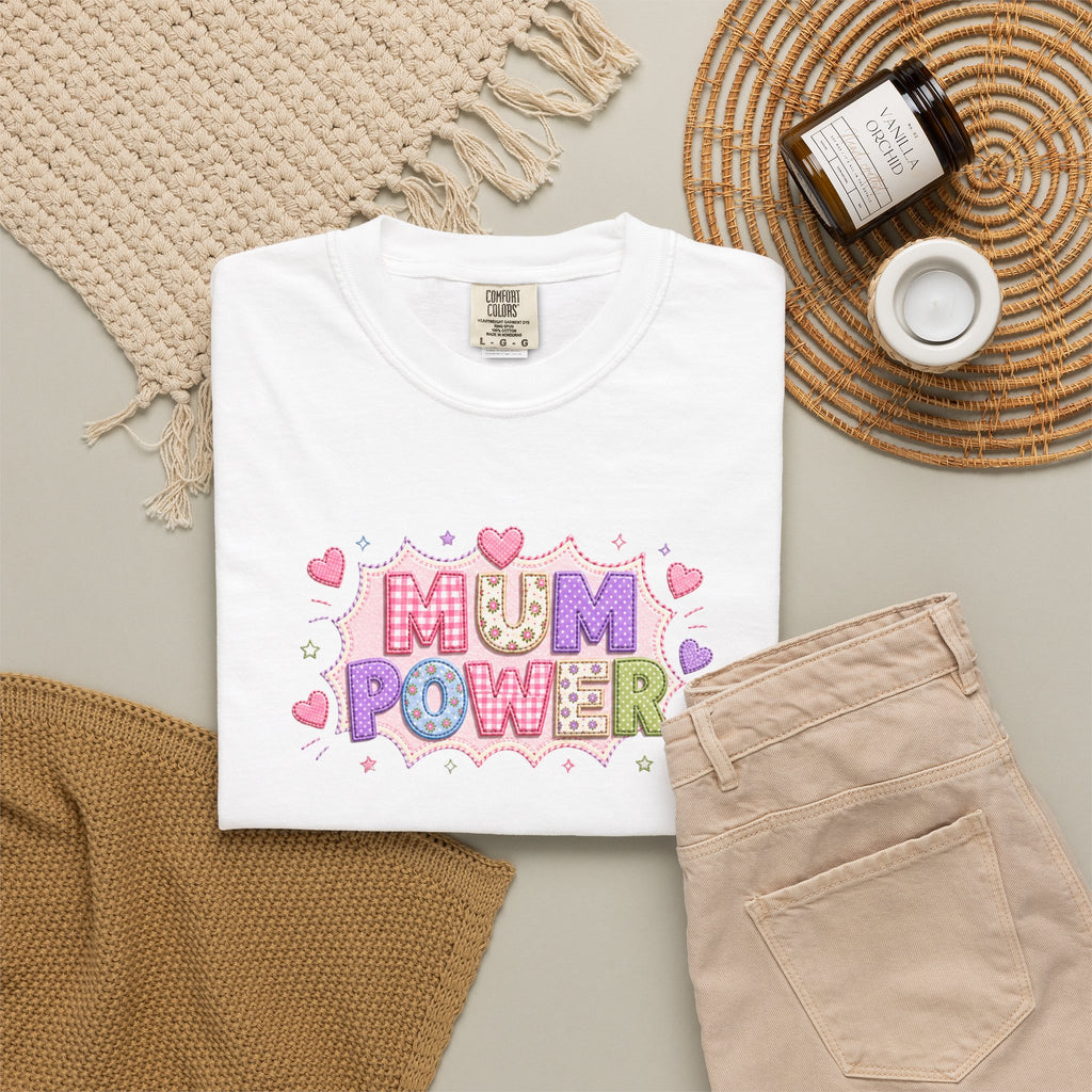 Mum Power T-Shirt — Cute Pink Heart Mothers Day Tee
