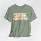 Gran Retro Patch Tee — Personalized 'Gran' Name Blocks Short Sleeve Shirt