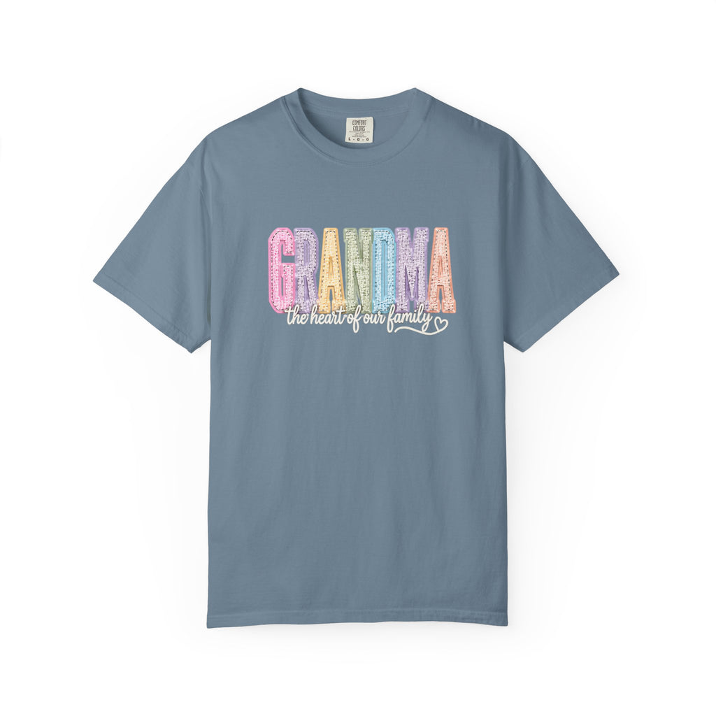 Grandma Floral Graphic T-Shirt — "Grandma, the heart of our family" Gift Tee