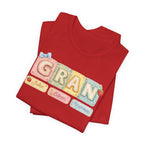 Gran Retro Patch Tee — Personalized 'Gran' Name Blocks Short Sleeve Shirt