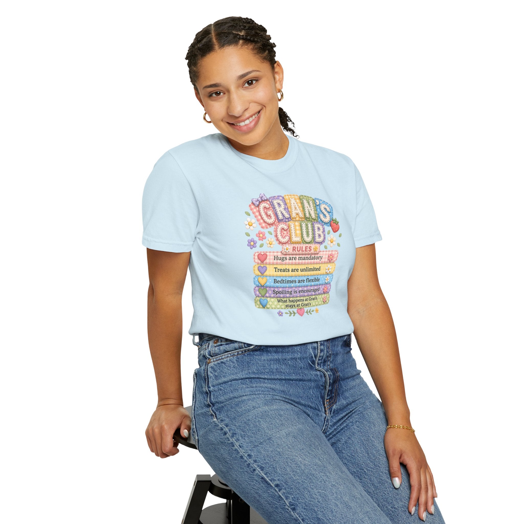 Grans Club Rules T-Shirt — Cute Floral Grandma Shirt, Funny Grandmother Gift for Mother's Day