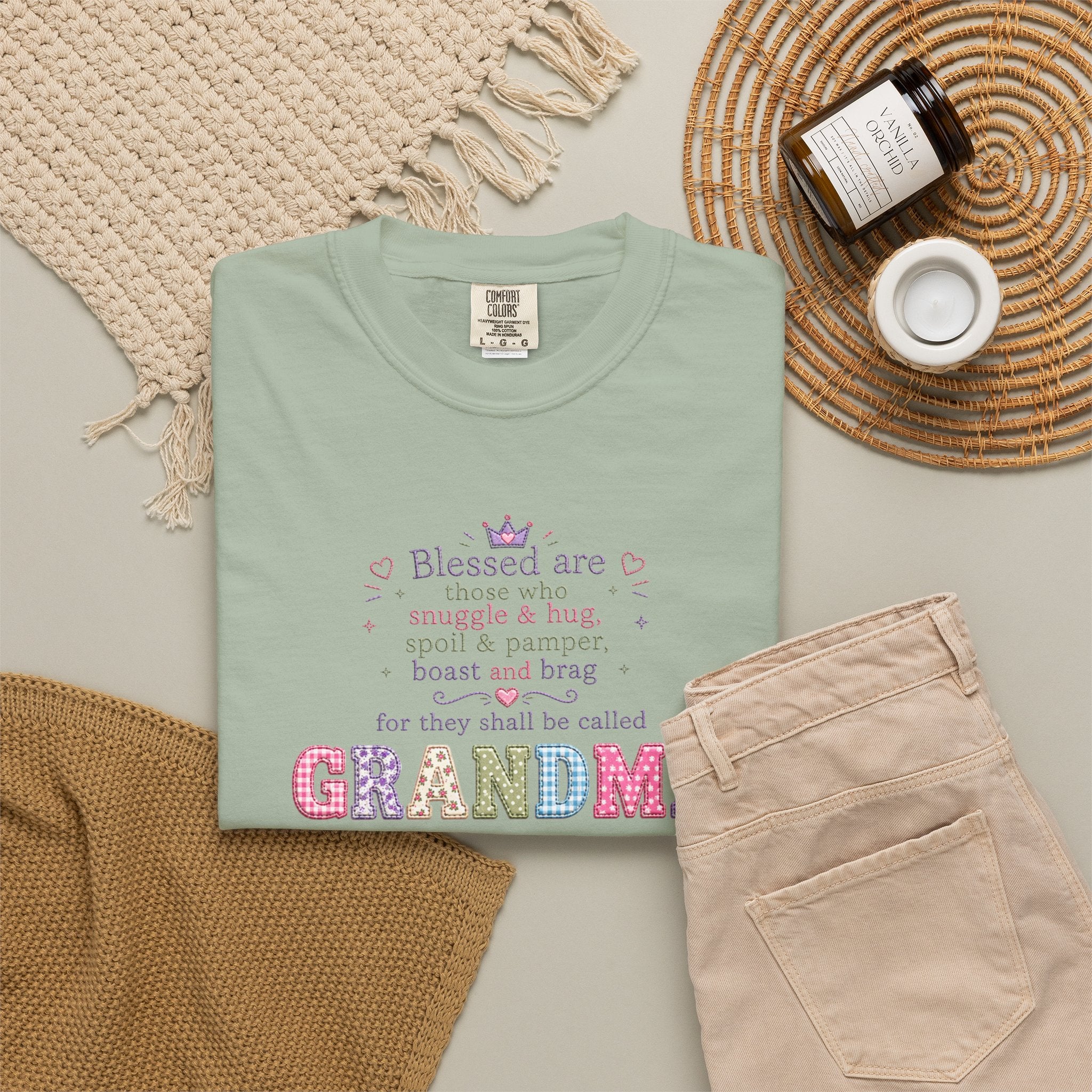 Grandma Floral Scripture T-Shirt — Blessed Are Those Who Are Pure in Heart