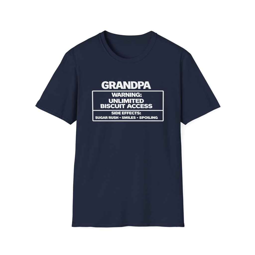 Grandpa Warning T-Shirt — "Unlimited Biscuit Access" Funny Grandpa Tee