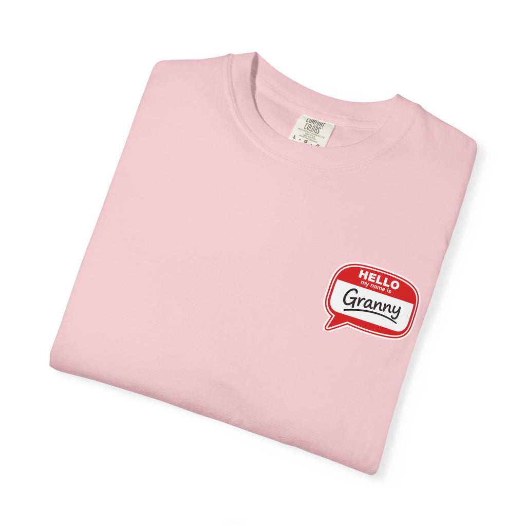 T-Shirt — "Hello Granny" Retro Name Tag Tee
