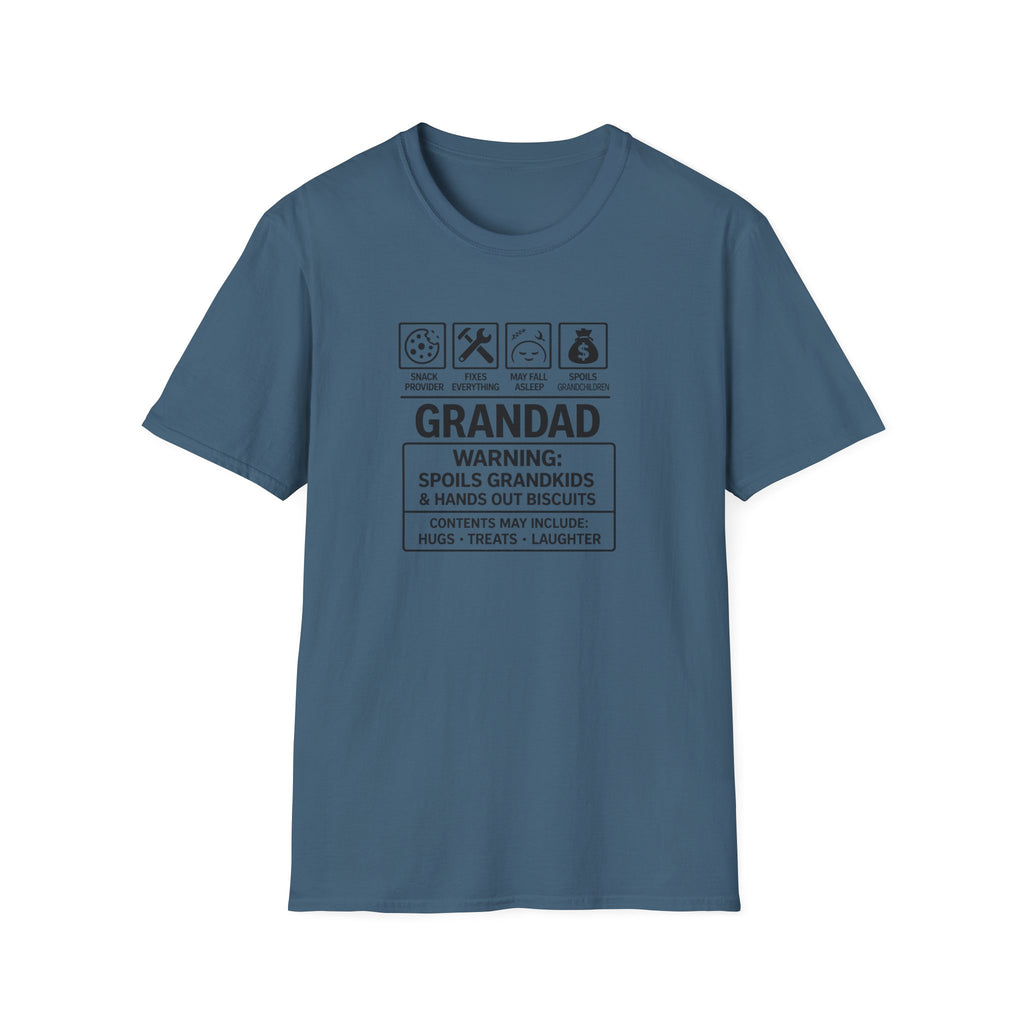 Funny Grandad T-Shirt — Spoils Grandchildren, Loves Biscuits & Hugs