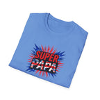 T-Shirt — "Super Papa" Union Jack/England themed Retro Comic Dad Shirt (Father's Day Gift)