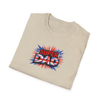 Super Dad T-Shirt – Union Jack Flag pattern Retro Comic Father’s Day Tee