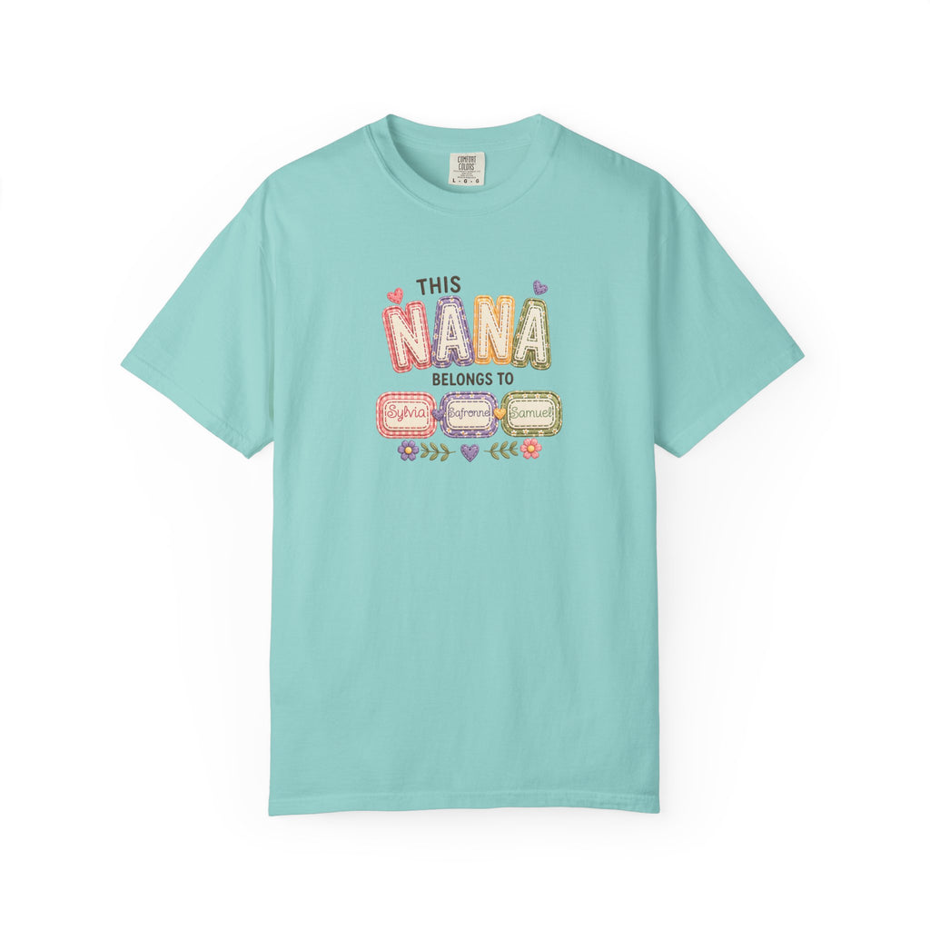 Nana Family Name T-Shirt — "This Nana Belongs To" Floral Grandma Gift