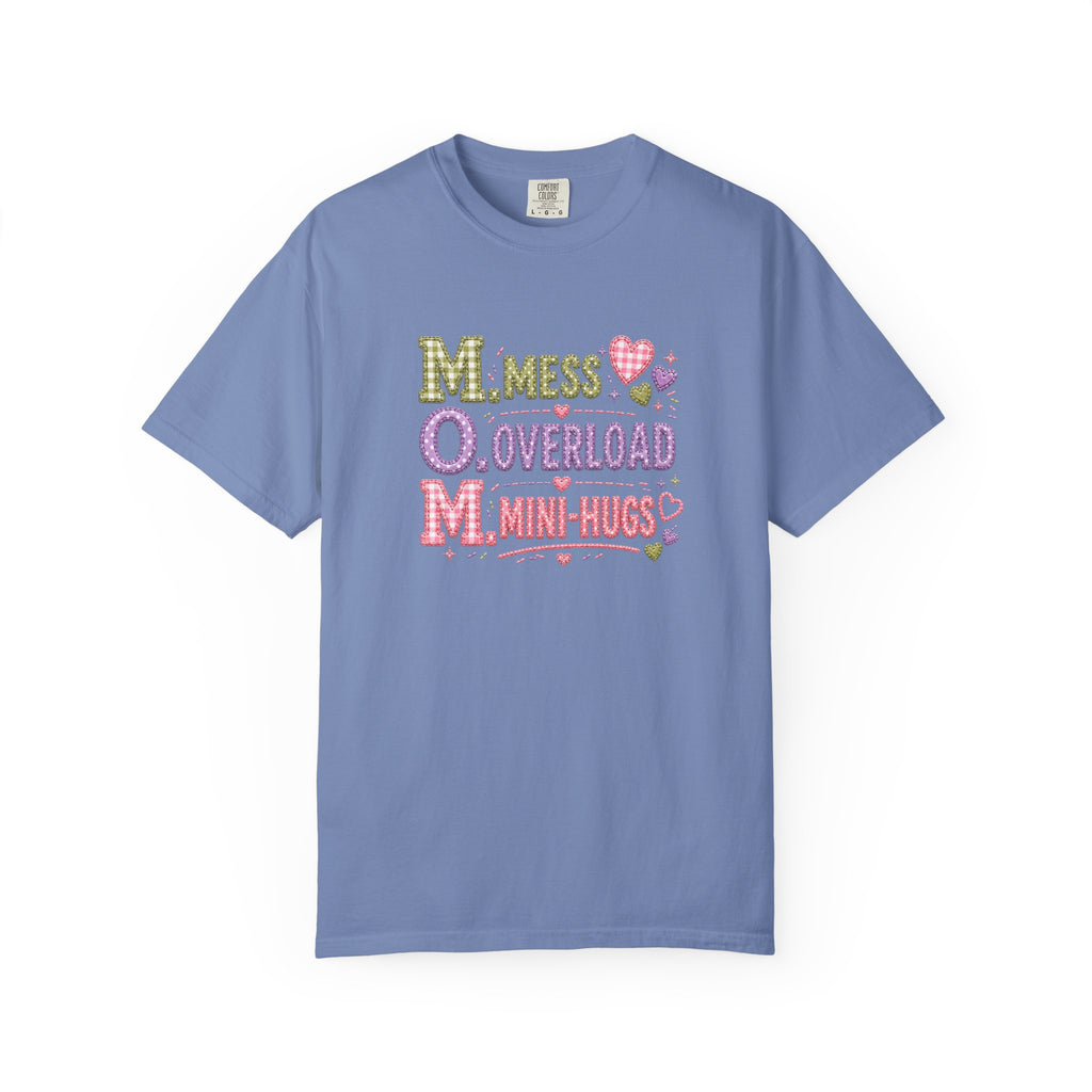 Mom Acronym Graphic T-Shirt — “M.O.M. Mess Overload Mini-Hugs” Cute Pastel Mothers Day Tee