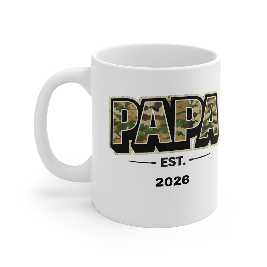 Papa Mug — Camouflage "PAPA" Established 2026 Coffee Cup
