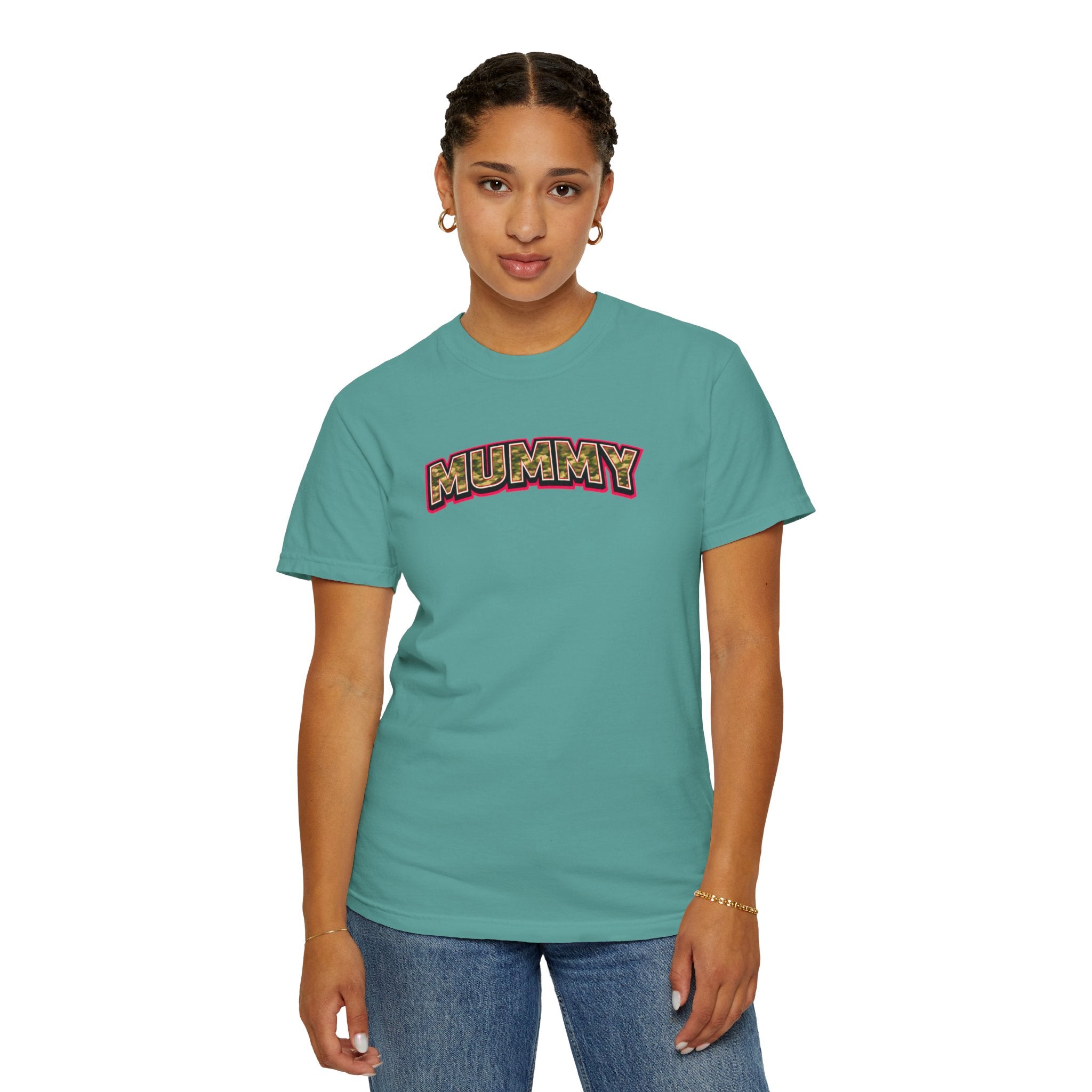 MUMMY Camo Script T-Shirt — Vintage Comic Style Mommy Tee