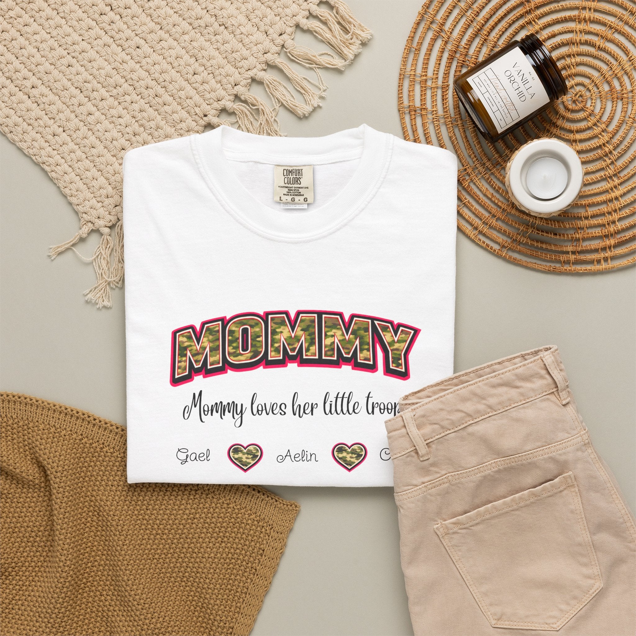 Mommy Camo Heart T-Shirt — "Mommy, I am here for little forever" Mother's Day Tee