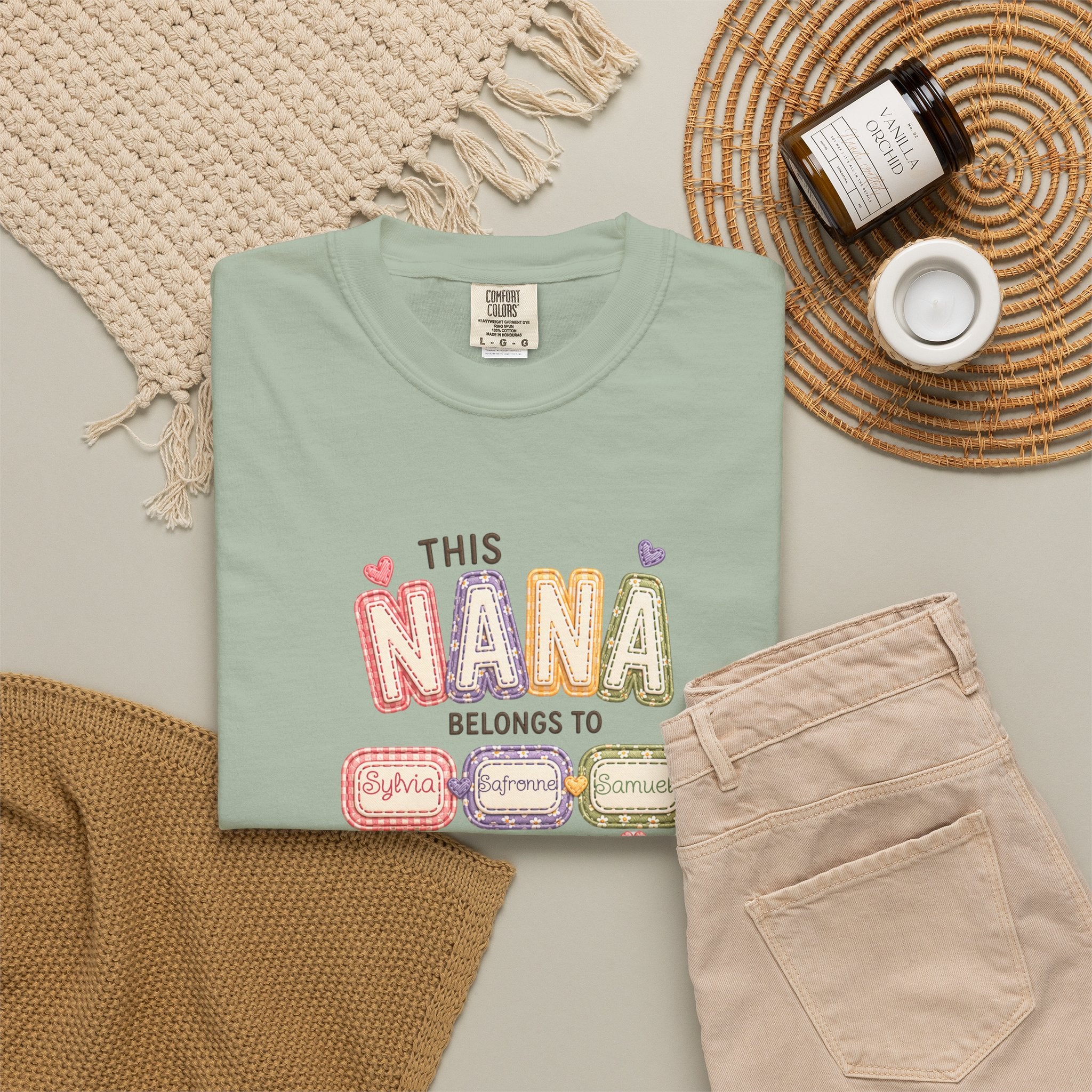 Nana Family Name T-Shirt — "This Nana Belongs To" Floral Grandma Gift
