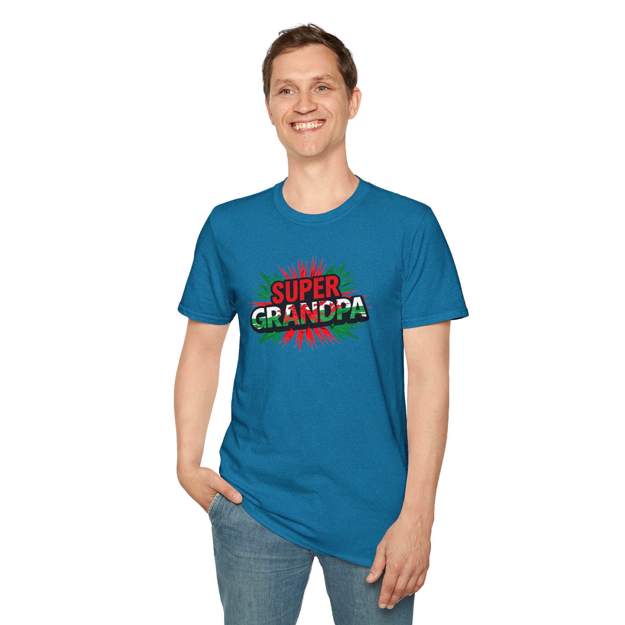 Super Grandpa Welsh Flag/ Wales themed T-Shirt – Retro Comic Gift Tee for Grandfather | Father’s Day & Birthday Present