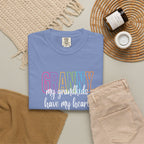 Grandma T-Shirt - "Grandma my grandkids have my heart" Soft Pastel Gift for Mothers & Grandparents