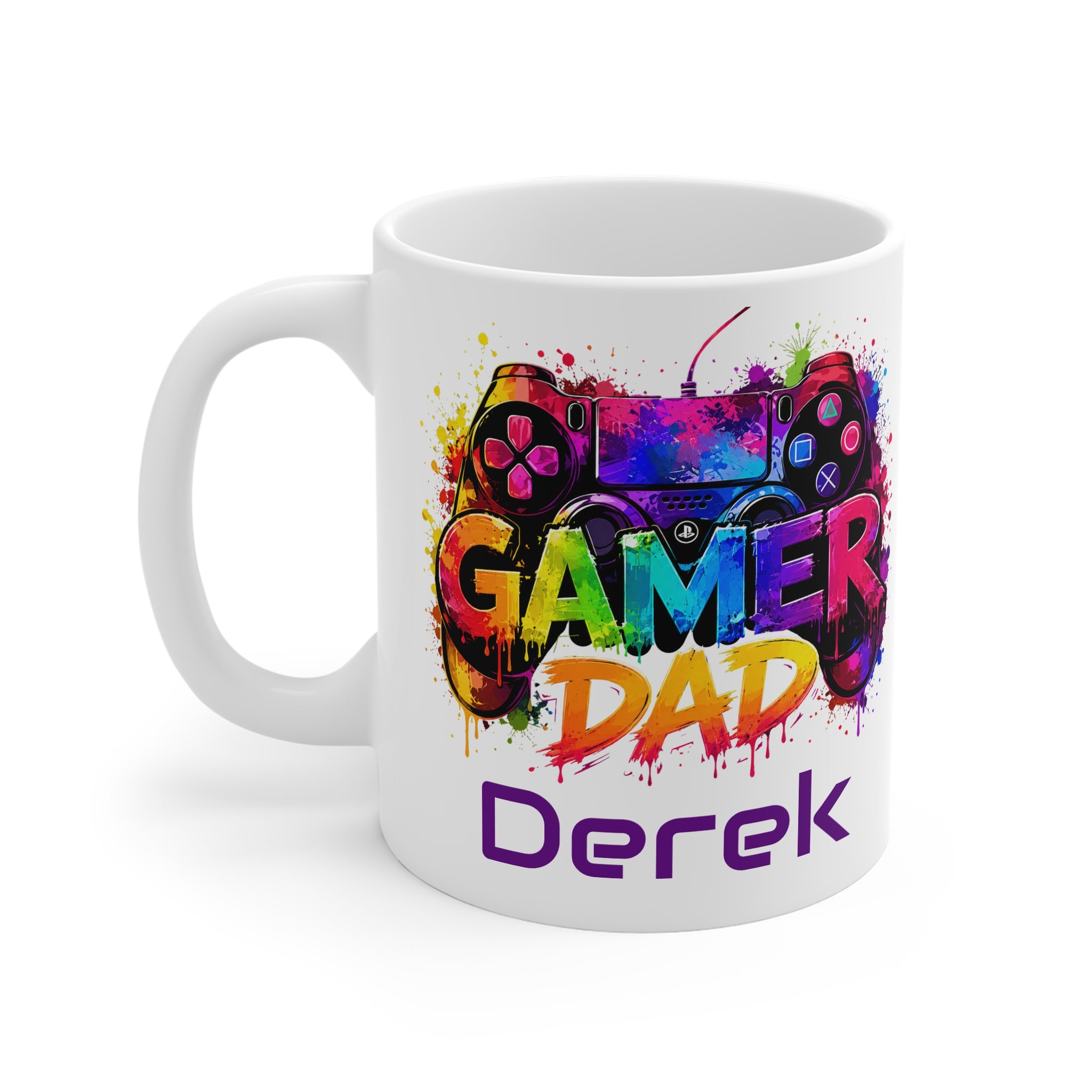 Gamer Colourful Controller Dad Mug — Personalised