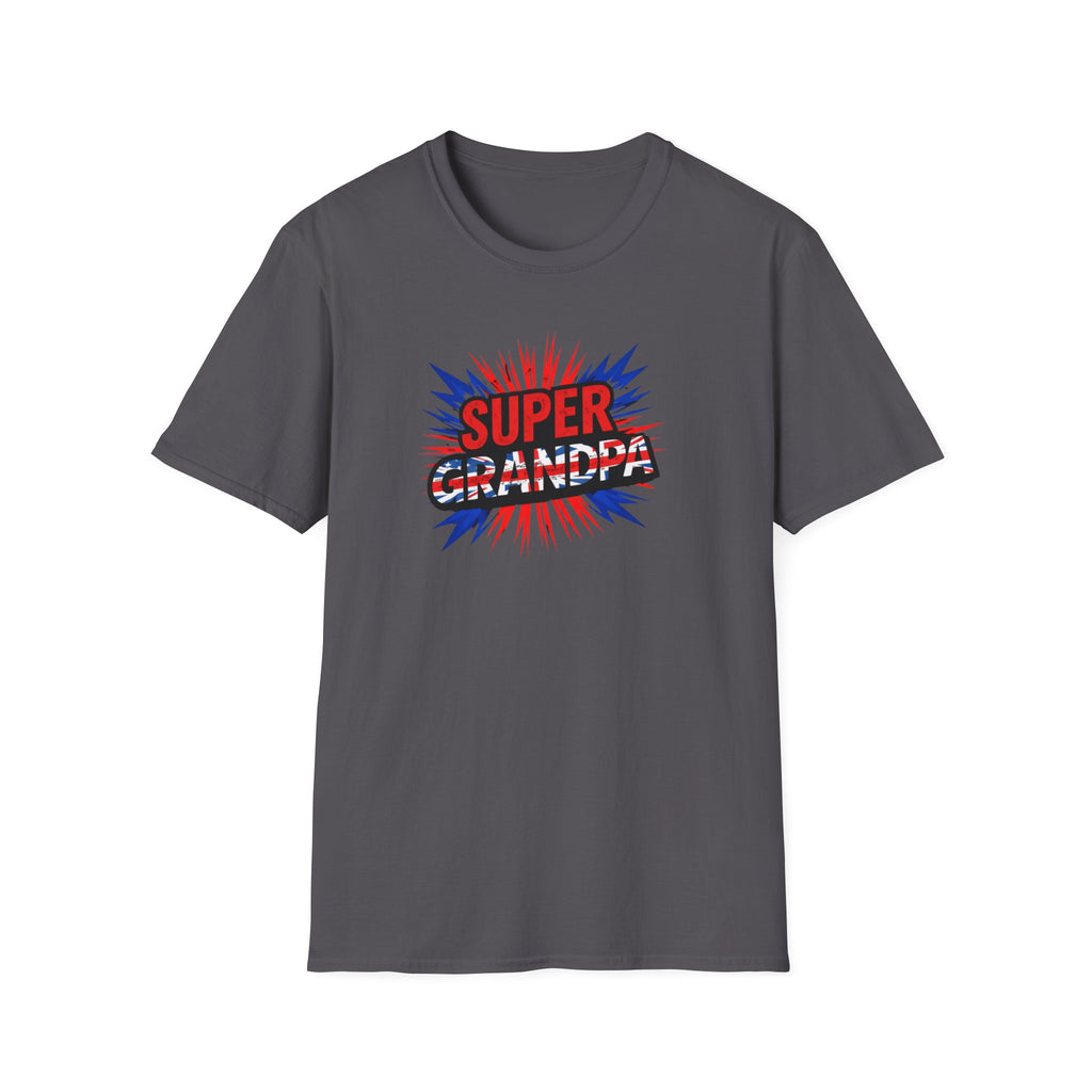 Super Grandpa T-Shirt Union Jack/England themed – Retro Comic Style Father’s Day Gift for Grandfathers
