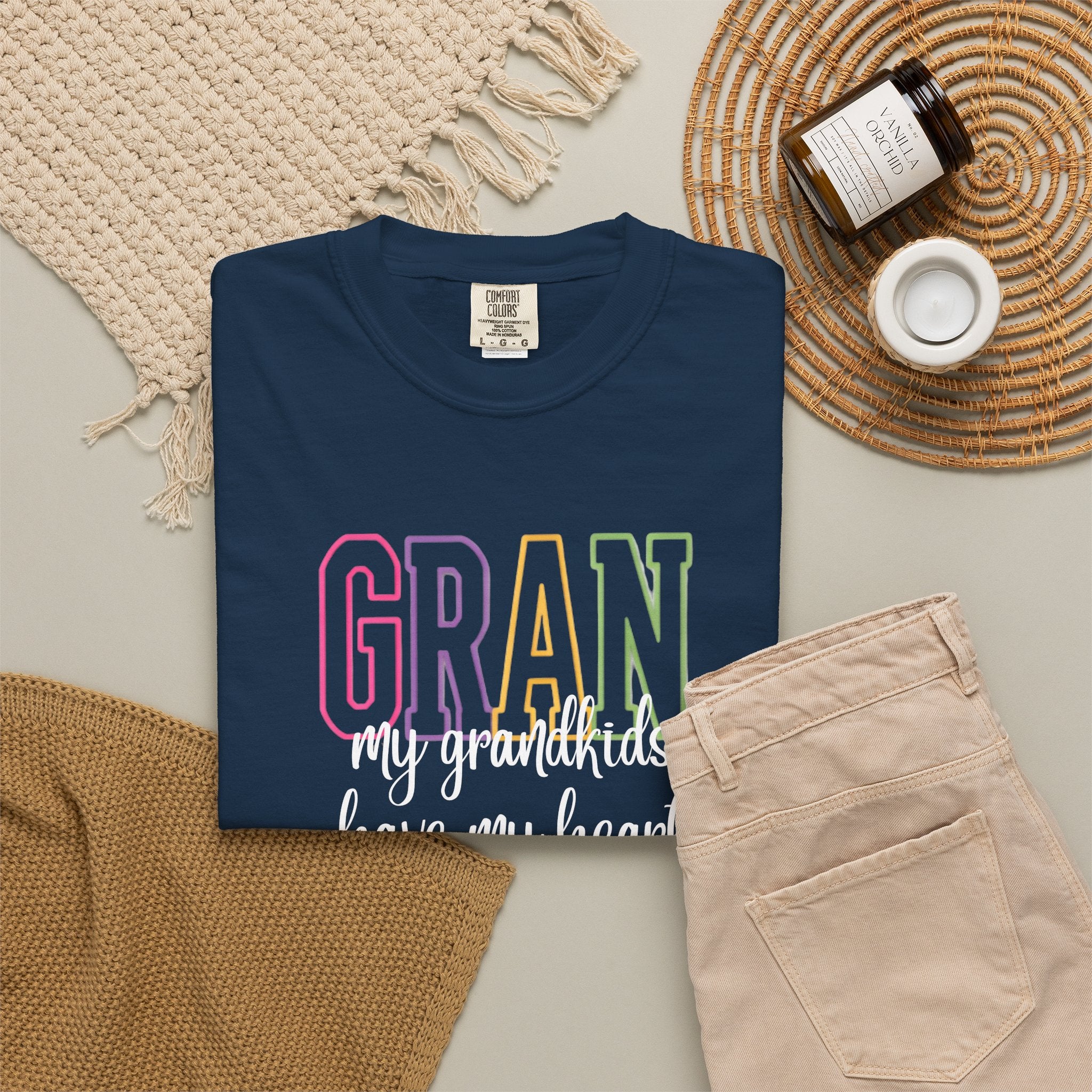 T-Shirt — "Gran my grandkids have my heart" Pastel Graphic Grandma Tee